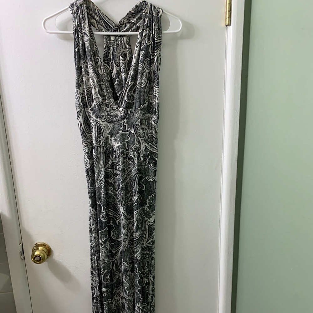 Paisley Maxi Dress Plunged Neckline